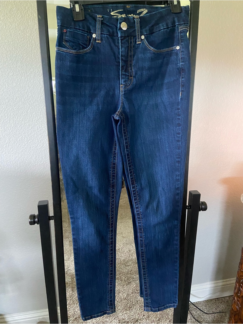 Seven7 Women Skinny Jeans - Dark Blue Denim